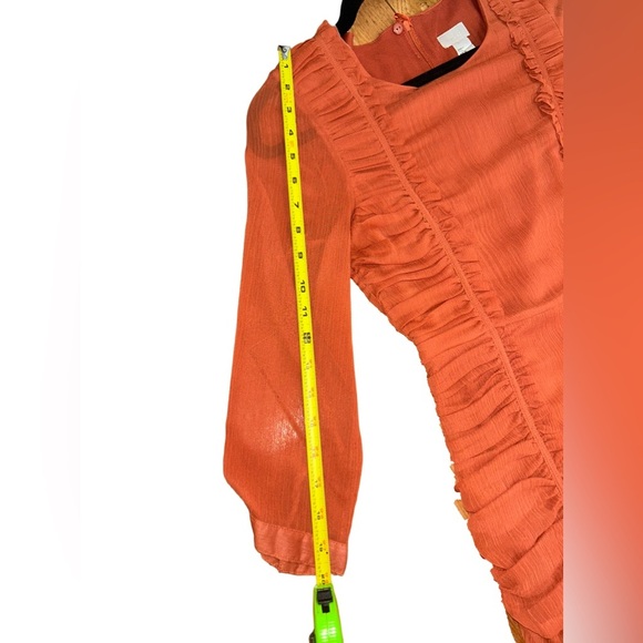 H&M Frill Burnt Orange Above Knee Dress Size 2 - Picture 12 of 12